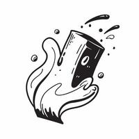 Flat Glowing abstract splash forming a beer glass silhouette concept as An abstract splash of glowing digital liquid takes the shape of a beer glass set against a dark dynamic back Cleans vector