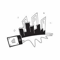 Flat Glowing digital cityscape with futuristic skyscrapers concept as A glowing abstract digital cityscape with towering futuristic skyscrapers illuminated by neon lights and holog Cleans vector
