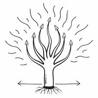 Flat Glowing abstract tree with branching roots representing business expansion concept as A wide angle shot of a glowing abstract tree with branching roots symbolizing business ex Cleans vector