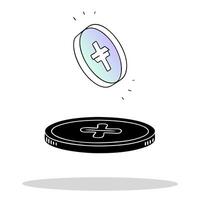 Flat Glowing holographic coin with Labh Pancham symbol and copy space concept as A glowing holographic coin with the Labh Pancham symbol floating in mid air isolated against a whit Cleans vector