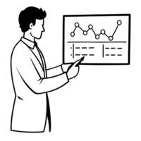 Flat Healthcare data analyst reviewing glossy patient data concept as A healthcare data analyst is focused on a glossy dashboard displaying patient data The background is bright a Cleans vector