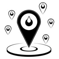 Flat Heat map icon with floating pins concept as A heat map icon with pins floating above specific regions isolated on a white background This visual highlights the identification Cleans Set 2 vector