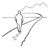Flat Hiker on Glossy Trail at Dusk concept as A hiker walking along a glossy trail at dusk with the fading light reflecting off the wet ground The scene is peaceful and reflective Cleans Set 2 vector