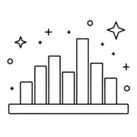 Flat Histogram with floating data markers concept as A histogram icon with data markers floating slightly above the bars isolated on a white background The scene emphasizes the im Cleans vector