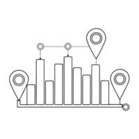 Flat Histogram with floating data markers concept as A histogram icon with data markers floating slightly above the bars isolated on a white background The scene emphasizes the im Cleans Set 2 vector