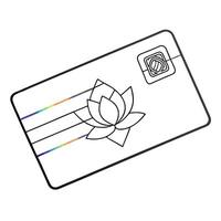 Flat Holographic credit card with Labh Pancham symbol and copy space concept as A sleek holographic credit card with the Labh Pancham symbol embossed on its surface floating above Cleans vector