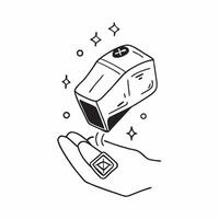 Flat Holographic gaming mouse with floating control settings and copy space concept as A gaming mouse with floating holographic control settings glowing above it The upper section Cleans vector
