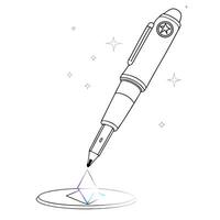 Flat Holographic pen with Labh Pancham symbol and copy space concept as A sleek holographic pen floating mid air with the Labh Pancham symbol engraved on its glossy surface isolate Cleans vector