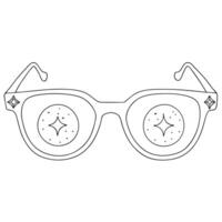 Flat Holographic glasses with Labh Pancham symbol and copy space concept as A pair of holographic glasses with the Labh Pancham symbol subtly glowing on the lenses isolated against Cleans vector