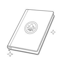 Flat Holographic notebook with Labh Pancham symbol and copy space concept as A glossy holographic notebook with the Labh Pancham symbol embossed on the cover floating above a white Cleans vector