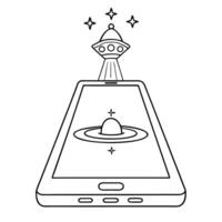 Flat Holographic phone with Labh Pancham symbol and copy space concept as A futuristic holographic phone with the Labh Pancham symbol glowing on the screen floating above a white b Cleans vector