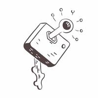 Flat Hovering digital key with glowing circuits on an isolated white background concept as A digital key floating mid air with glowing circuits running through its structure all is Cleans vector
