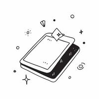 Flat Holographic tablet with drink symbols glowing above surrounded by ample white copy space concept as A tablet lies flat on a smooth white surface with two glowing holographic d Cleans vector