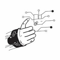 Flat Hovering circuit board with glowing connections on an isolated white background concept as A futuristic circuit board floating mid air with glowing connections extending outwa Cleans vector