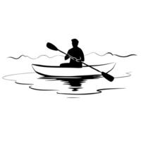 Flat Kayaker on Glossy River during Morning Mist concept as A kayaker paddling on a glossy river shrouded in morning mist with soft light reflecting on the water The scene is calm Cleans vector