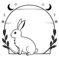 Flat Jade Rabbit and Moon Border Frame with Copy Space concept as A border frame with a jade rabbit and the moon positioned on opposite sides offering ample copy space in the middl Cleans vector