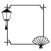 Flat Lantern and Fan Border Frame with Copy Space concept as A border frame featuring a lantern and traditional fan on either side with generous copy space in the center Happy Mid Cleans Set 2 vector