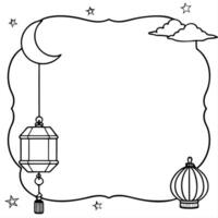 Flat Lantern and Mooncake Border with Copy Space concept as A border frame featuring a lantern and mooncake on opposite corners with ample copy space in the center isolated on a wh Cleans vector