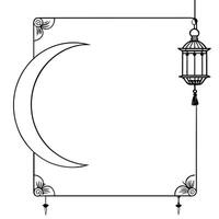 Flat Lantern and Moon Border Frame with Copy Space concept as A border frame featuring a lantern and the moon on opposite corners creating a balanced design with ample copy space i Cleans Set 2 vector