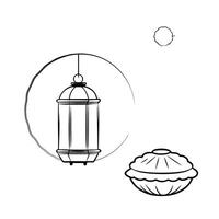 Flat Lantern and Mooncake with Mid Autumn Wording concept as A illustration of a lantern and mooncake side by side with Mid Autumn Festival wording below isolated on a white Cleans vector