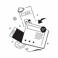 Flat Laptop and smartphone border frame with Digital Strategy text and copy space concept as A dynamic border frame featuring a laptop and smartphone at the top and bottom with the Cleans vector