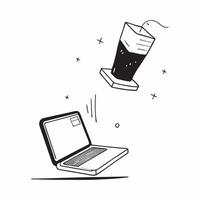 Flat Laptop with floating holographic smoothie cup isolated with ample copy space concept as A sleek laptop is displayed on a white surface with a holographic smoothie cup floating Cleans vector