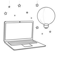 Flat Laptop with Mooncake and Holographic Decorations concept as A sleek laptop open on a white surface with a holographic mooncake and glowing festival decorations around Camera Cleans Set 2 vector