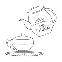 Flat Levitating Teapot and Cup with Mid Autumn Festival Text concept as A traditional teapot and cup levitating above a white background with Mid Autumn Festival text creating a ma Cleans Set 2 vector