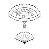 Flat Levitating Mooncake and Fan with Mid Autumn Joy Text concept as A mooncake and traditional fan levitating above a white background with Mid Autumn Joy text The elements are a Cleans vector