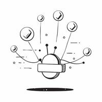 Flat Levitation of digital particles with connected nodes on an isolated white background concept as A cluster of digital particles connected by glowing nodes floating mid air agai Cleans vector