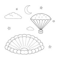 Flat Levitating Mooncake and Fan with Mid Autumn Joy Text concept as A mooncake and traditional fan levitating above a white background with Mid Autumn Joy text The elements are a Cleans Set 2 vector