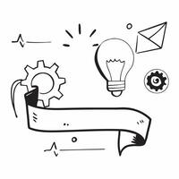 Flat Light bulb and gears border frame with Creative Process text and copy space concept as A dynamic border frame featuring a light bulb and gears in opposite corners with the tex Cleans vector