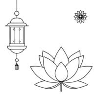 Flat Lotus Flower and Lantern with Mid Autumn Blessings concept as A illustration featuring a lotus flower and lantern with Mid Autumn Blessings text isolated on a white bac Cleans Set 2 vector
