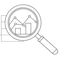 Flat Magnifying glass icon hovering over a line graph concept as A magnifying glass icon suspended above a line graph isolated on a white background This setup creates a feeling o Cleans Set 2 vector