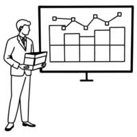 Flat Logistics manager monitoring glossy supply chain data concept as A logistics manager is focused on a series of glossy supply chain data charts displayed on a large screen The Cleans vector
