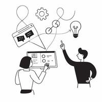Flat Marketing team candidly brainstorming with digital tools concept as A candid shot of a marketing team brainstorming ideas with digital tools in a creative workspace The photo Cleans vector