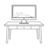 Flat Monitor with holographic timeline and events concept as A monitor on a white desk shows a holographic timeline with floating events creating a dynamic and interactive visualiz Cleans vector