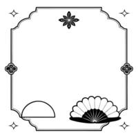 Flat Mooncake and Fan Border Frame with Copy Space concept as A border frame featuring a mooncake and traditional fan on either side with generous copy space in the center Happy M Cleans vector