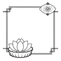 Flat Mooncake and Lotus Border Frame with Copy Space concept as A border frame with a mooncake and lotus flower positioned on opposite sides offering ample copy space in the middle Cleans Set 3 vector