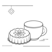 Flat Mooncake and Teacup with Mid Autumn Wishes concept as A illustration of a mooncake and teacup with Mid Autumn Wishes text below isolated on a white background The desi Cleans Set 2 vector