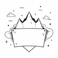 Flat Mountain Peaks and Clouds Border Frame with Copy Space concept as A border frame with mountain peaks and clouds positioned on opposite sides offering ample copy space in the c Cleans Set 3 vector