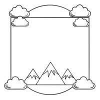 Flat Mountain Peaks and Clouds Border Frame with Copy Space concept as A border frame with mountain peaks and clouds positioned on opposite sides offering ample copy space in the c Cleans Set 2 vector
