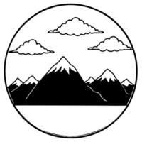 Flat Mountain Peaks and Clouds Border Frame with Copy Space concept as A border frame with mountain peaks and clouds positioned on opposite sides offering ample copy space in the c Cleans vector