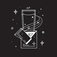 Flat Neon glowing geometric shapes forming a whiskey glass concept as Abstract geometric shapes with neon glowing edges combine to form a whiskey glass set against a dark backgroun Cleans vector