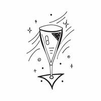 Flat Neon glowing grid forming a champagne flute concept as A neon glowing grid lines up to create the silhouette of a champagne flute against a dark luxurious background The came Cleans vector