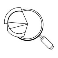 Flat Pie chart with a magnifying glass floating over concept as A pie chart with a magnifying glass floating over a specific segment isolated on a white background The visual repr Cleans vector