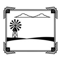 Flat Prairie and Windmill Border Frame with Copy Space concept as A border frame featuring a prairie and windmill on opposite sides with ample copy space in the middle Endless Pla Cleans Set 2 vector