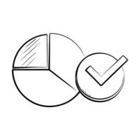 Flat Pie chart with a checkmark floating beside concept as A pie chart with a checkmark floating beside it isolated on a white background The scene symbolizes data validation and Cleans vector
