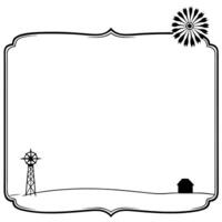Flat Prairie and Windmill Border Frame with Copy Space concept as A border frame featuring a prairie and windmill on opposite sides with ample copy space in the middle Endless Pla Cleans vector