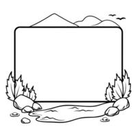 Flat River Rapids and Rocks Border Frame with Copy Space concept as A border frame featuring river rapids and rocks on opposite corners with generous copy space in the middle Natu Cleans vector